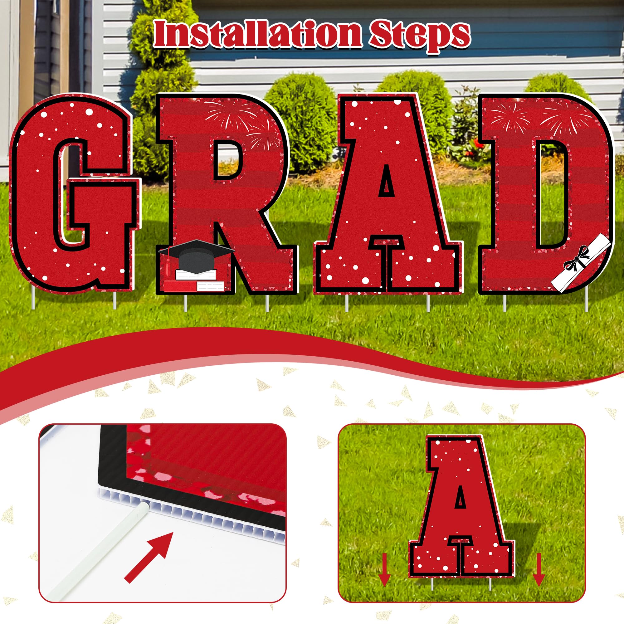 HOVACY yard display in use with signs staked in lawn for visible celebration