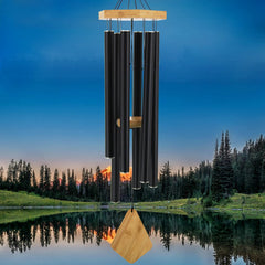 Howarmer front view of full chime showing elegant black finish and hanging S-hook benefit: instant curb appeal