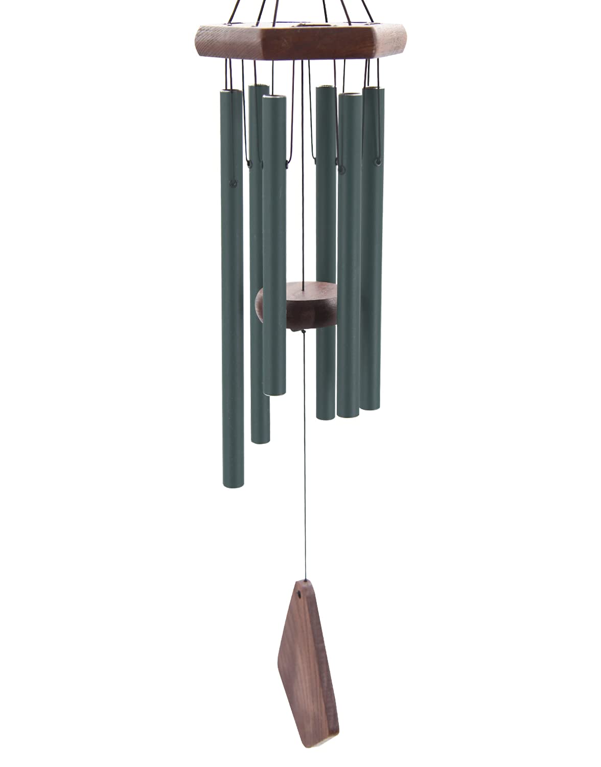 Howarmer front view of green wind chimes showing compact design and visual calm