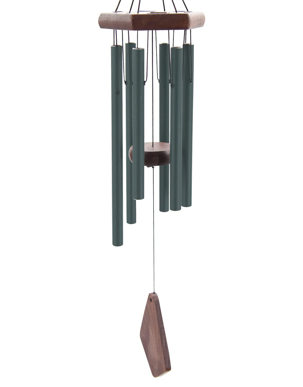 Howarmer front view of green wind chimes showing compact design and visual calm