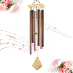 Howarmer front view of full 36-inch wind chime showing elegant outdoor accent and deep tone