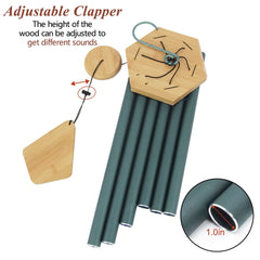 Howarmer hanging from a patio beam showing easy installation and ambient garden sound