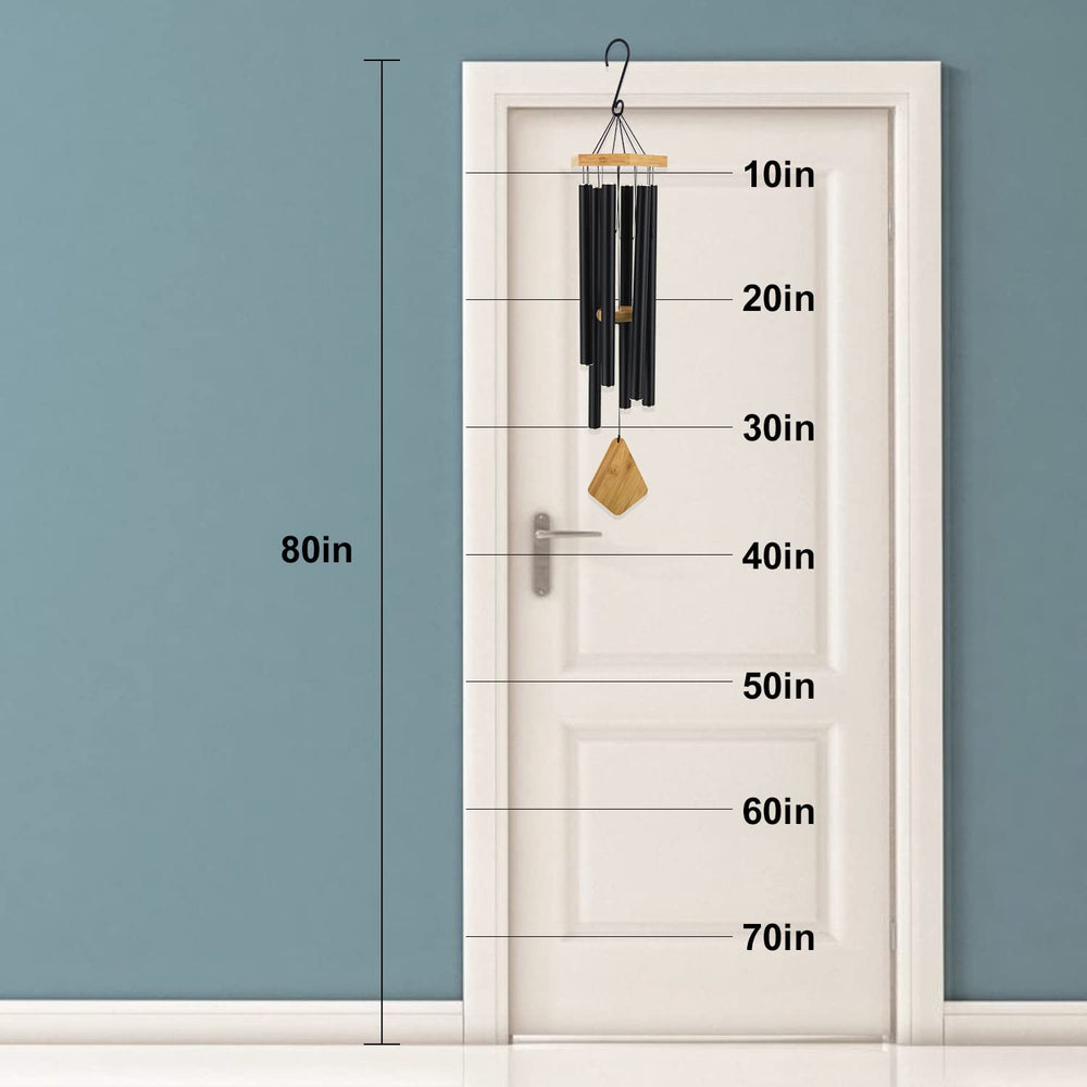 Howarmer wind chime hanging on porch creating calming soundscape benefit for outdoor relaxation