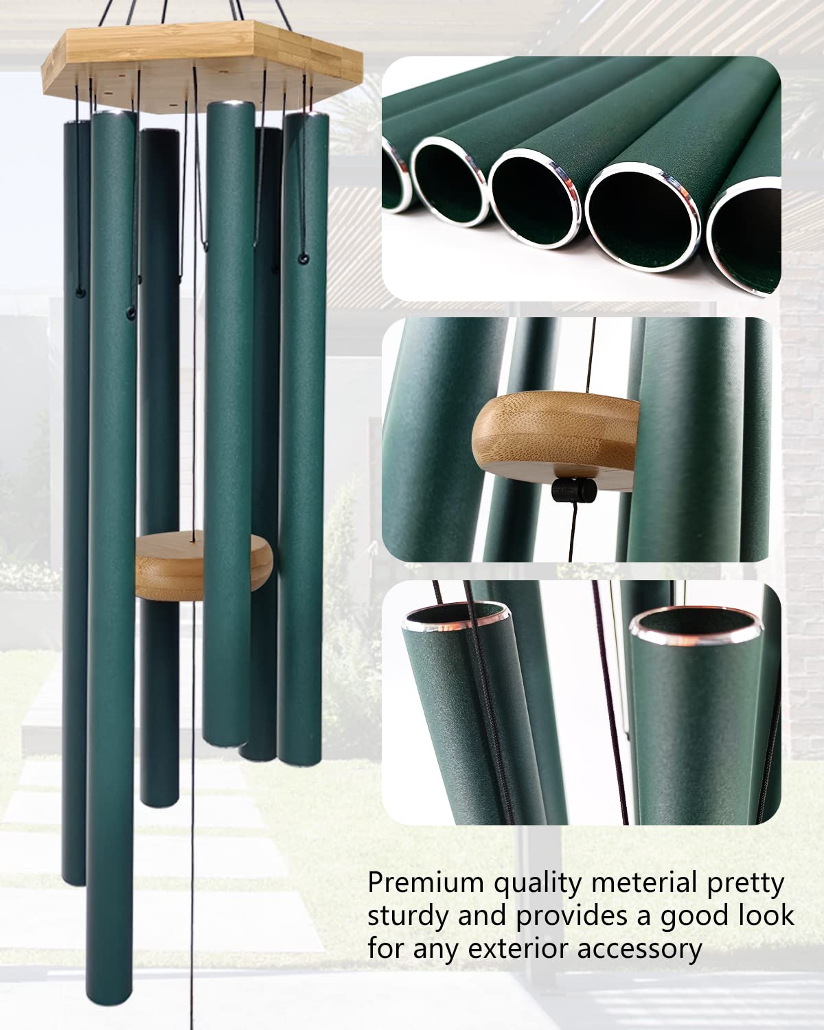 Howarmer close-up of aluminum tubes, showing precise tuning and depth