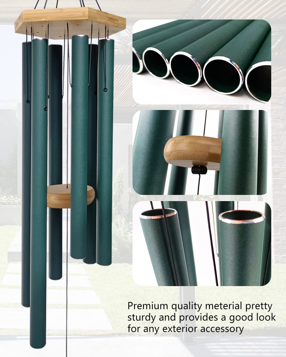 Howarmer close-up of aluminum tubes, showing precise tuning and depth