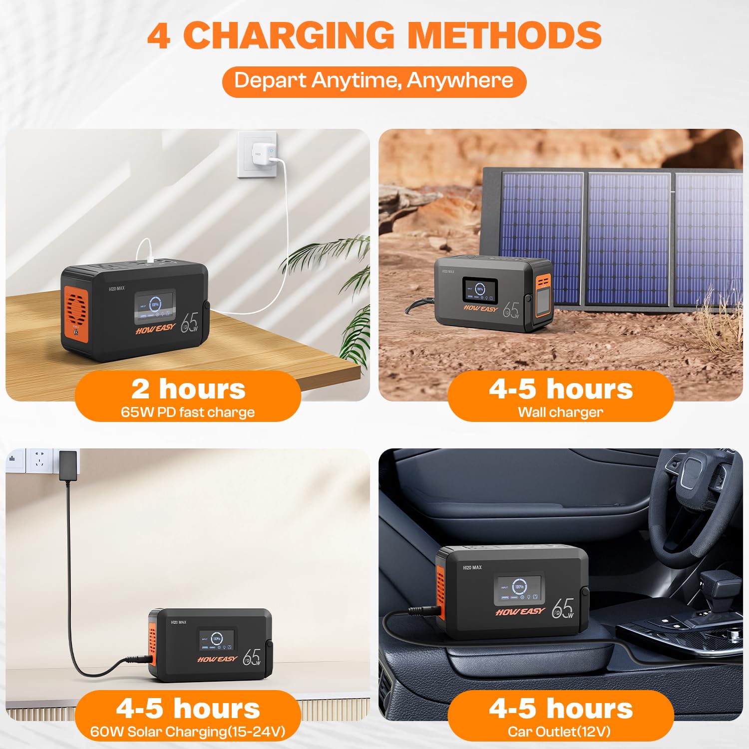 HOWEASY powering a laptop and phone for mobile productivity outdoors