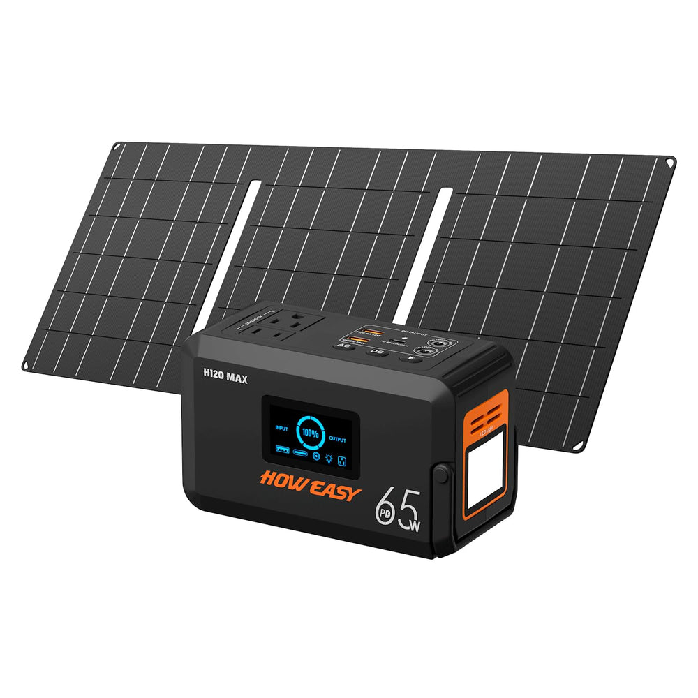 HOWEASY power station front view showing display and AC outlets, reliable portable power