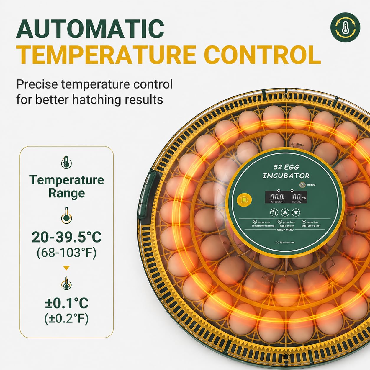 howooiua digital control panel and humidity display for precise adjustments