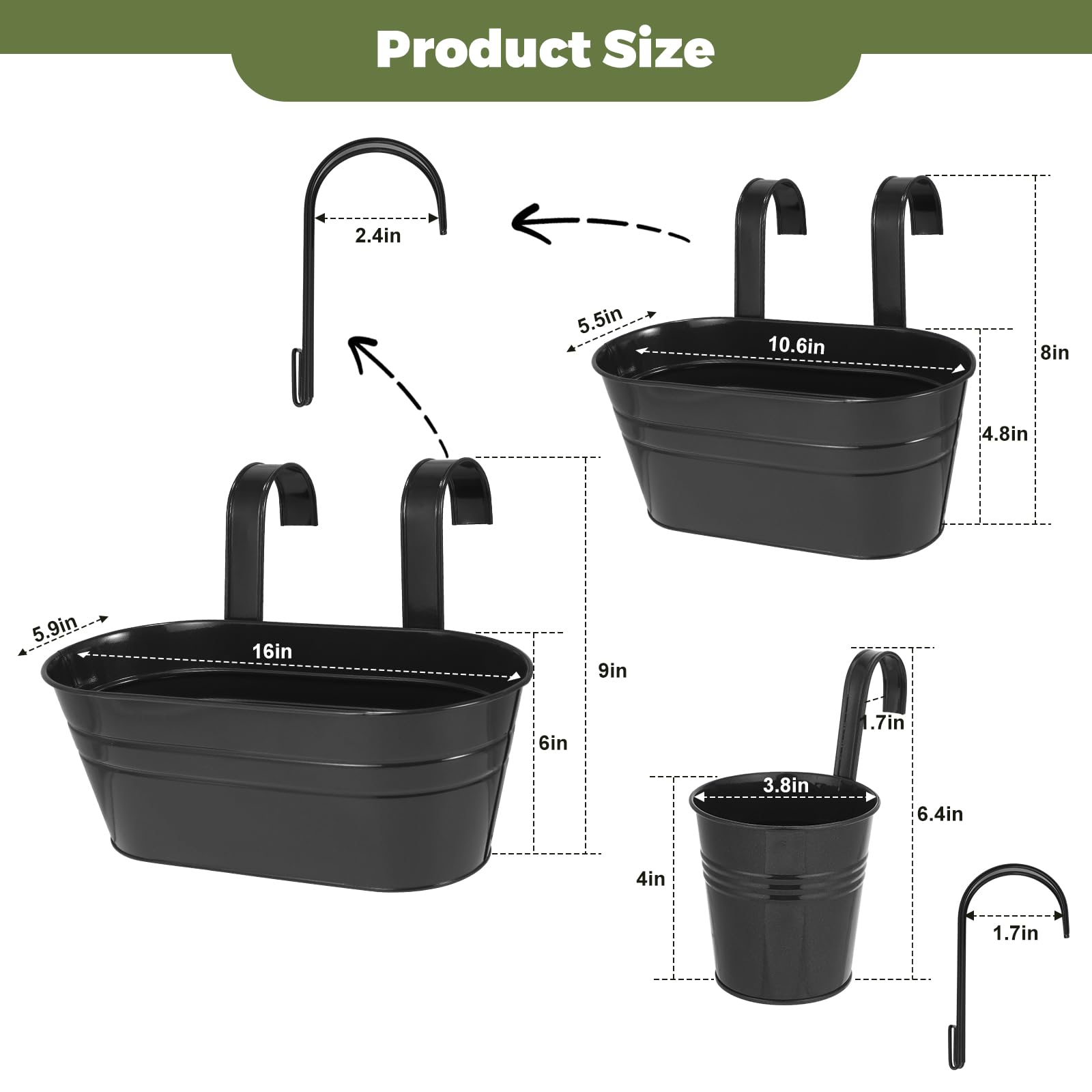 HowRU close-up of drainage hole and detachable hook for better plant health