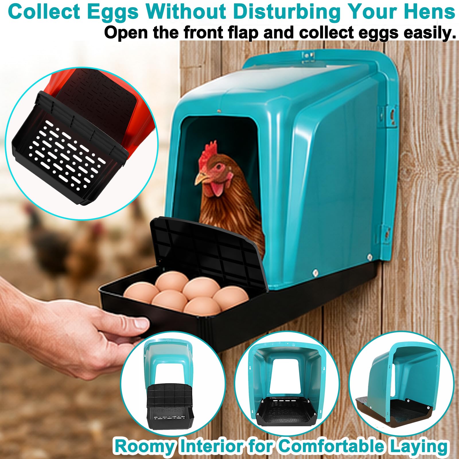HOWUXZO perforated nest pad detail filtering dirt for cleaner, drier eggs
