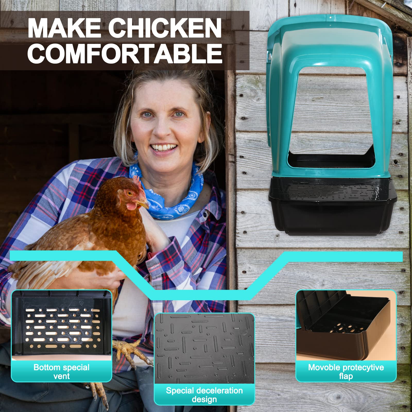 HOWUXZO nesting box beside an egg for scale, showing compact size and practical capacity