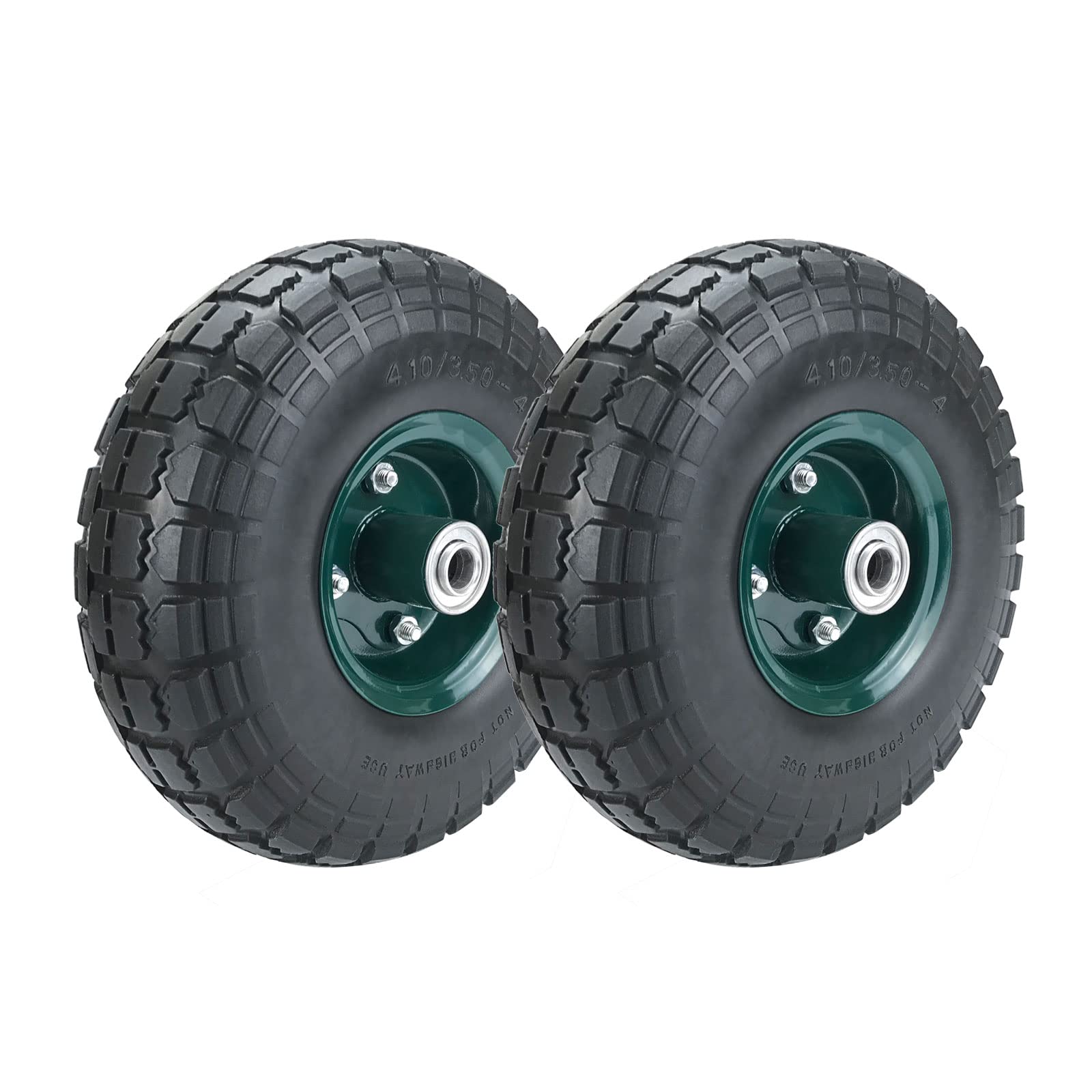 HOXWELL front view of two packaged 10-inch flat-free wheels showing complete kit advantage