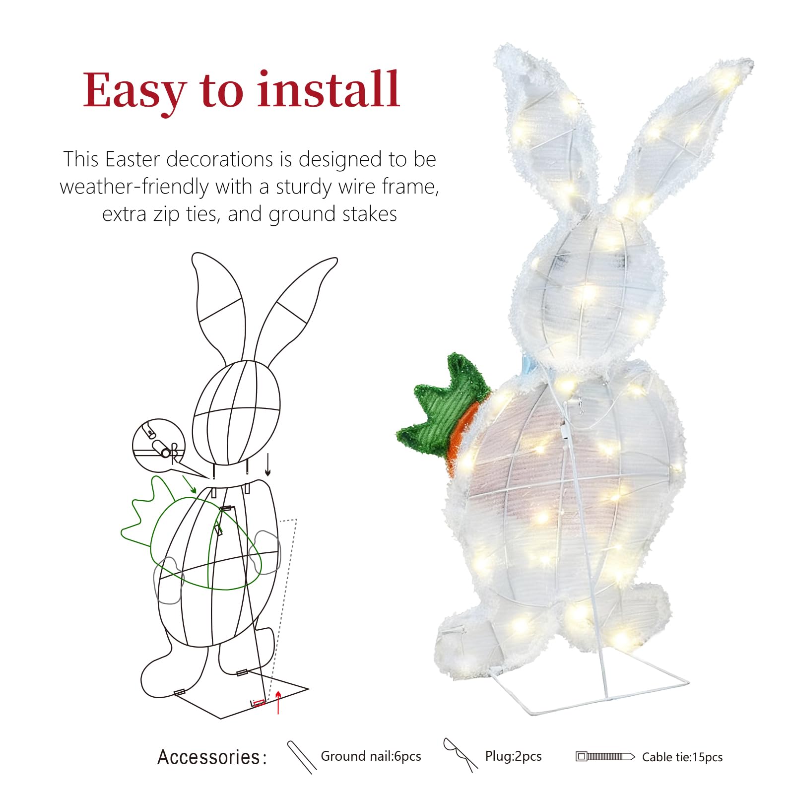 HOYECHI bunny pair on a front porch adding welcoming seasonal ambiance