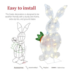 HOYECHI bunny pair on a front porch adding welcoming seasonal ambiance