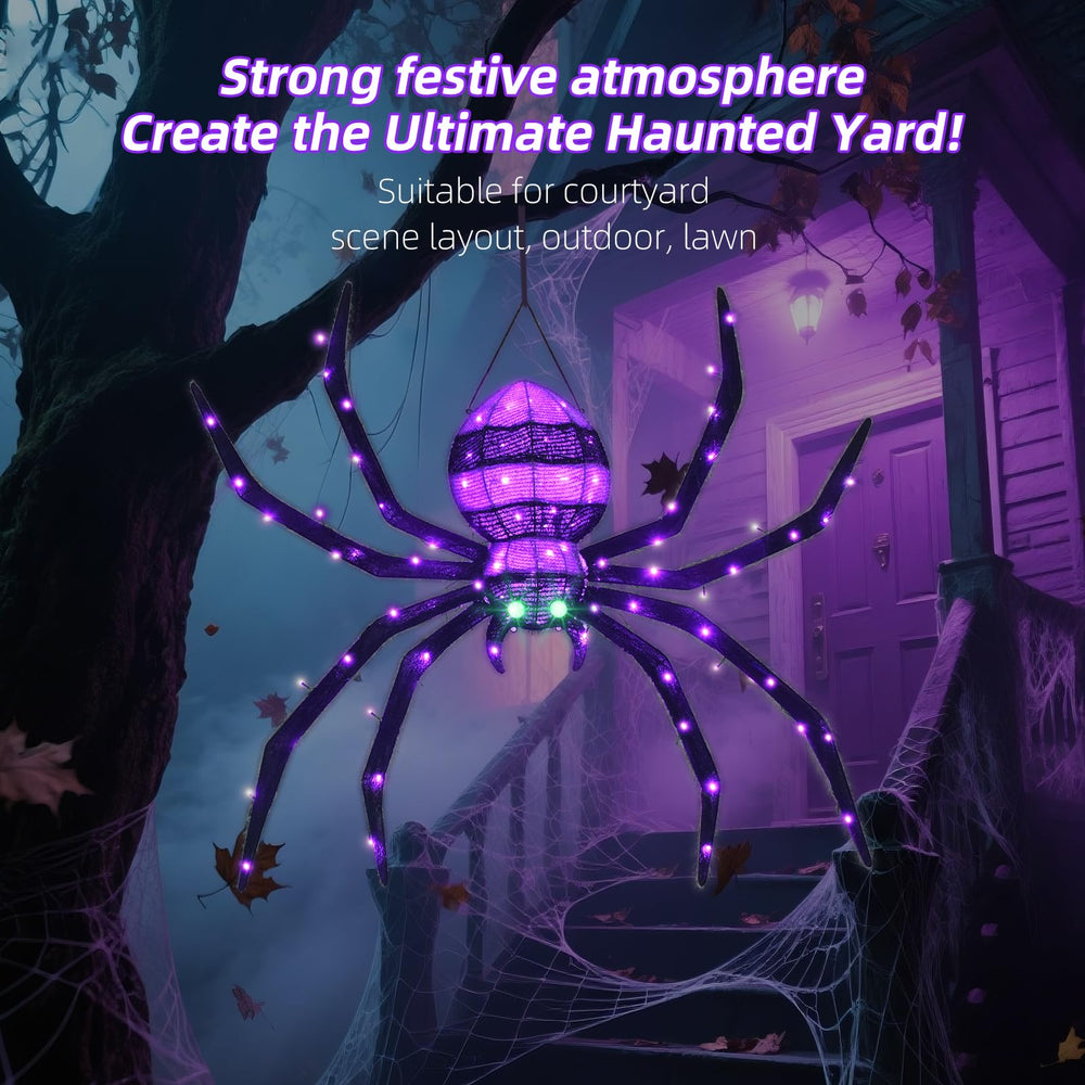 HOYECHI night display with lit spider enhancing Halloween atmosphere