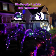 HOYECHI close-up of spider green LED eyes adding eerie focal point to yard display