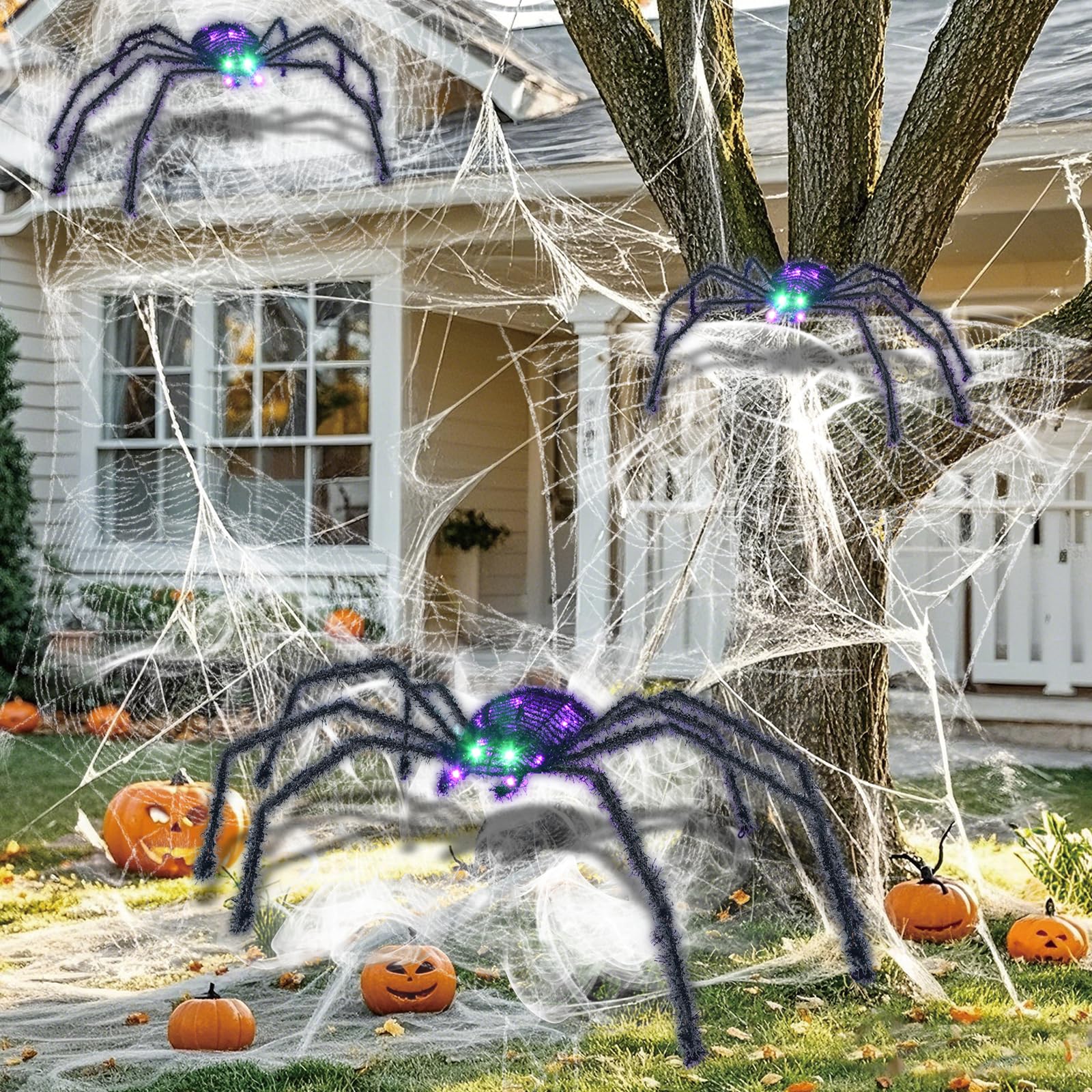 HOYECHI front view of three spiders highlighting yard impact