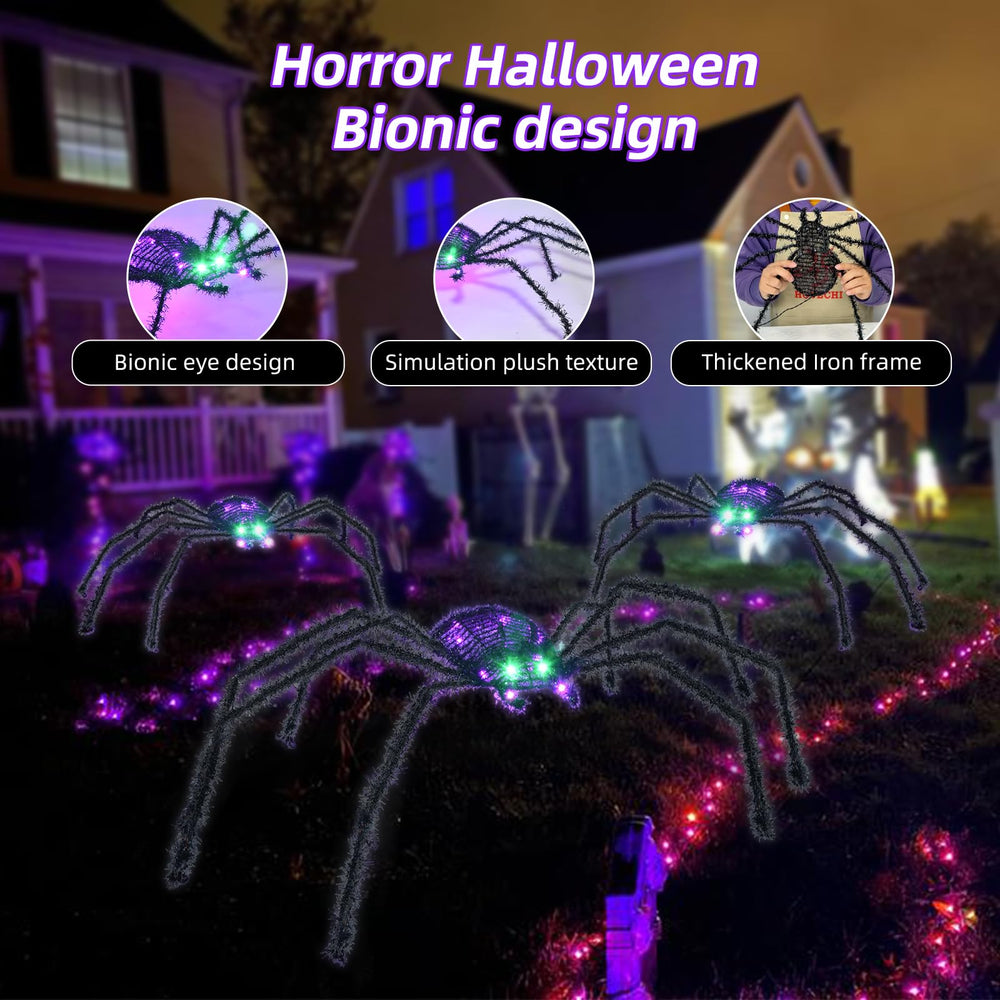 HOYECHI spiders glowing green eyes at night for spooky ambiance