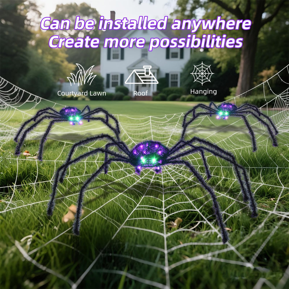 HOYECHI spiders arranged on porch creating Halloween focal point