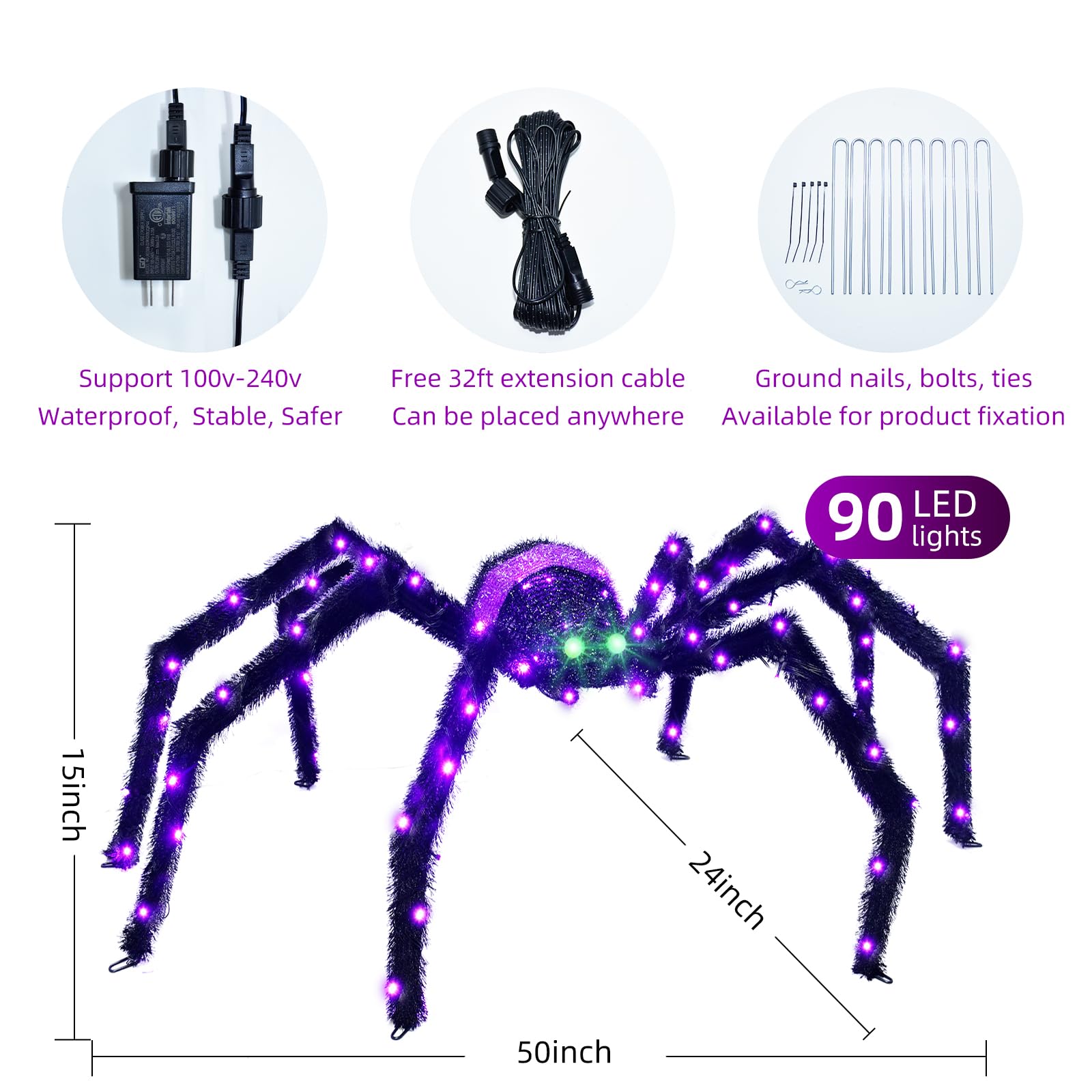HOYECHI spider anchored with ground stake to show secure outdoor placement benefit