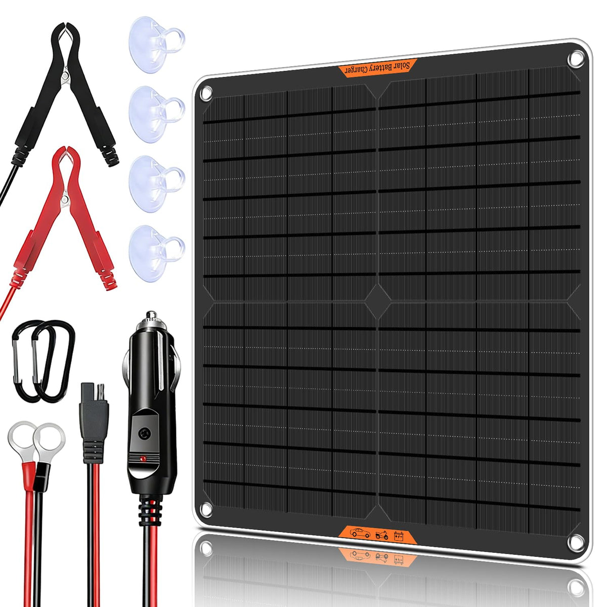 Hoysicy front panel view showing compact solar design and easy placement benefit