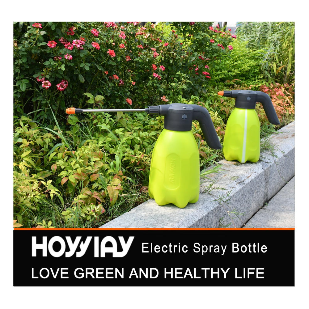 HOYYIAY ES2 watering indoor plants in living room illustrating gentle misting and ease