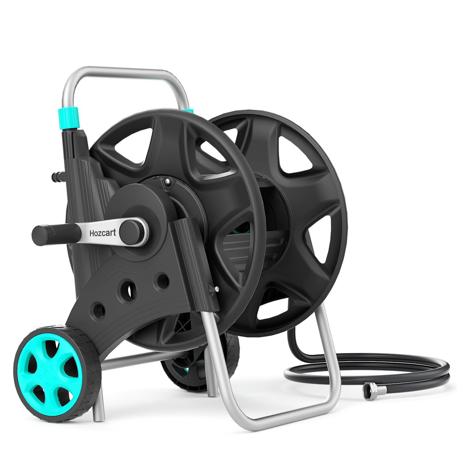 Hozcart front view assembled showing compact storage and tidy hose benefit