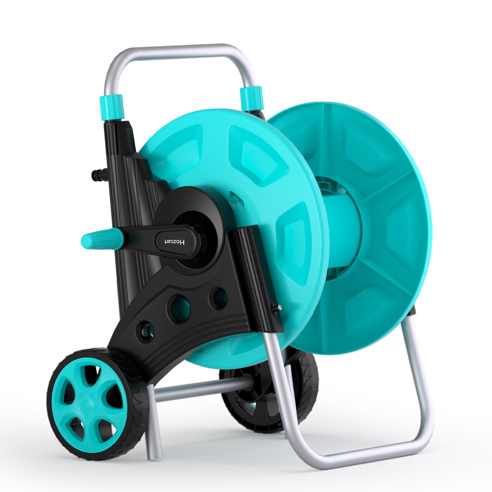 Hozcart front view showing compact reel and tidy storage benefit