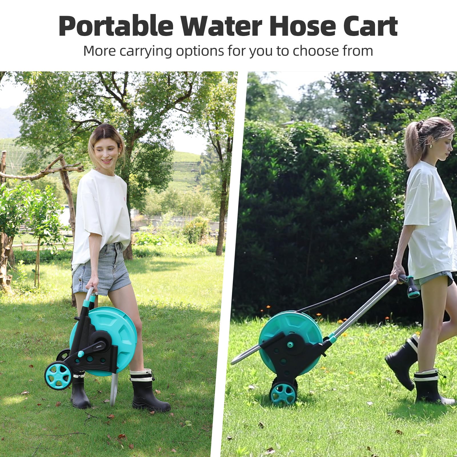 Hozcart adjustable handle being set to height showing ergonomic comfort