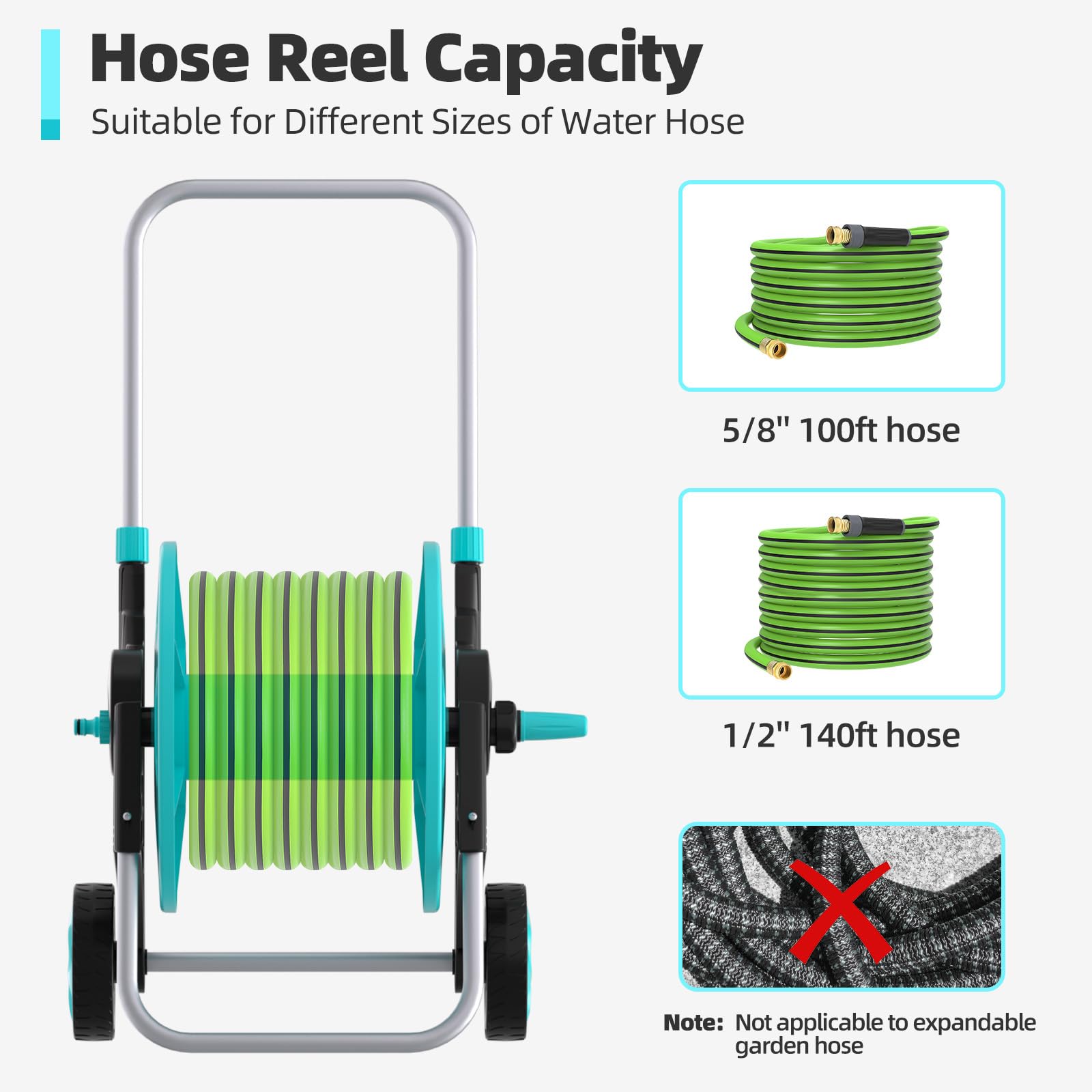 Hozcart loaded with hose demonstrating large capacity and organized storage