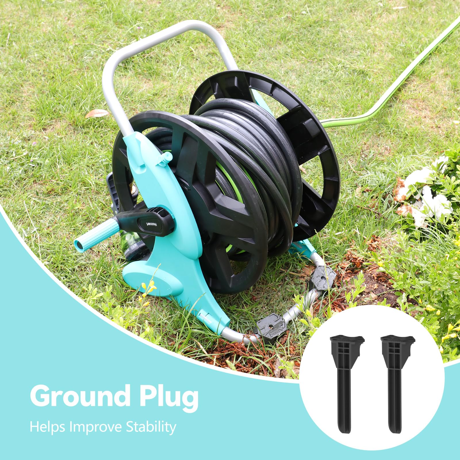 Hozcart beside garden beds illustrating efficient plant watering