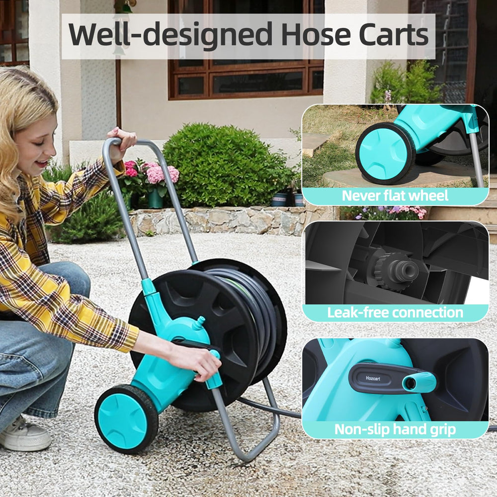 Hozcart side profile highlighting large wheels and adjustable handle for easy transport