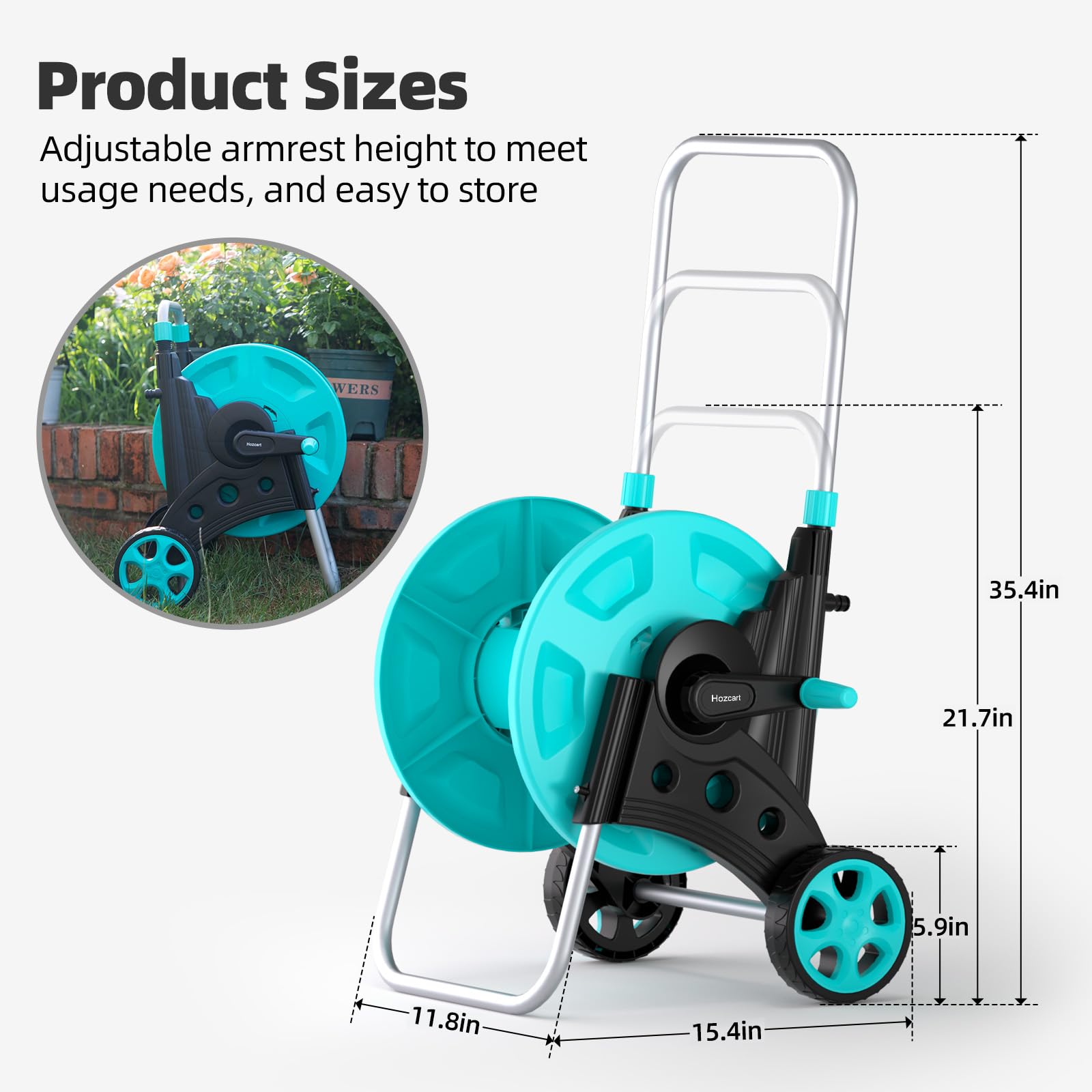 Hozcart side profile highlighting slim footprint and easy placement