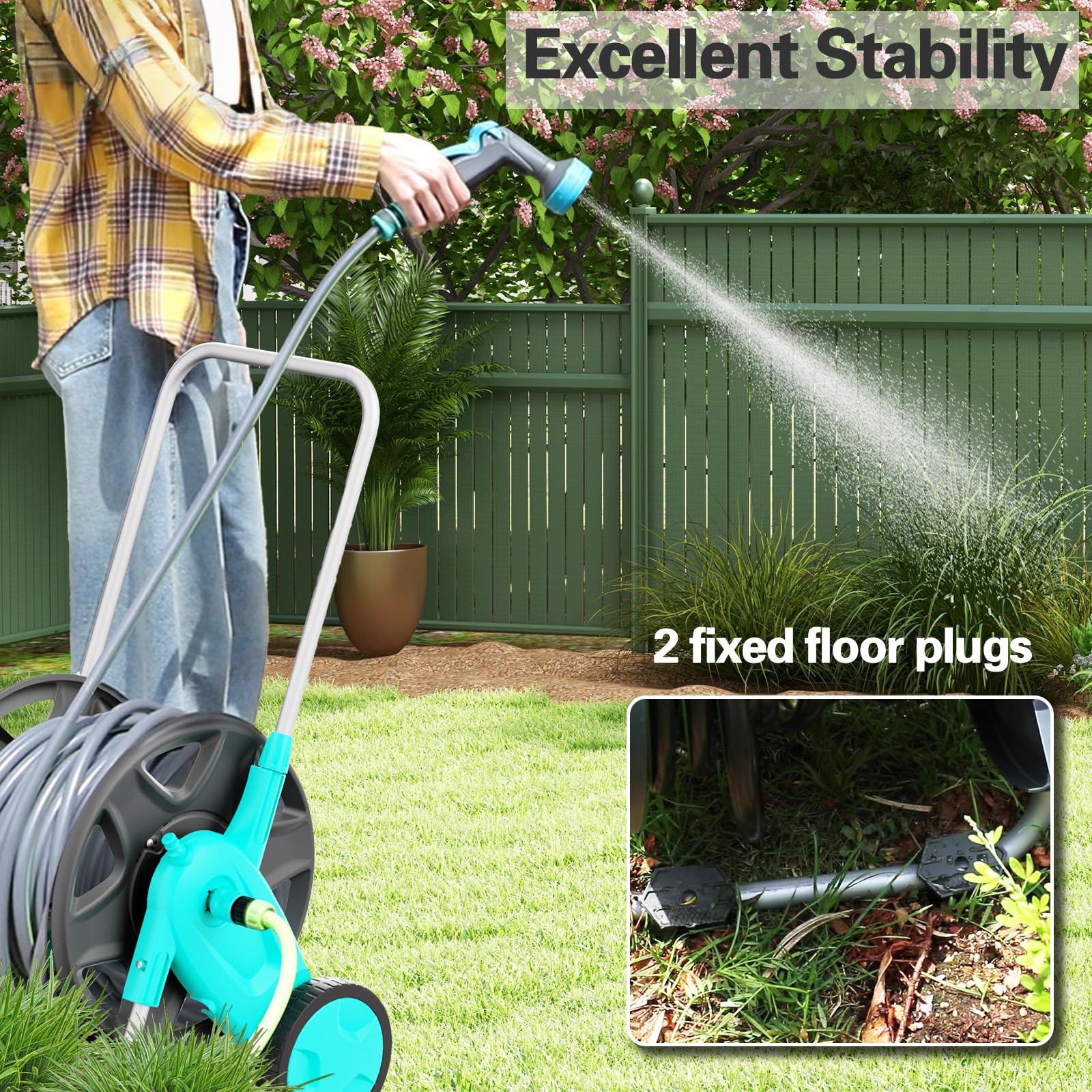 Hozcart in garden use being rolled for watering and flexible outdoor tasks