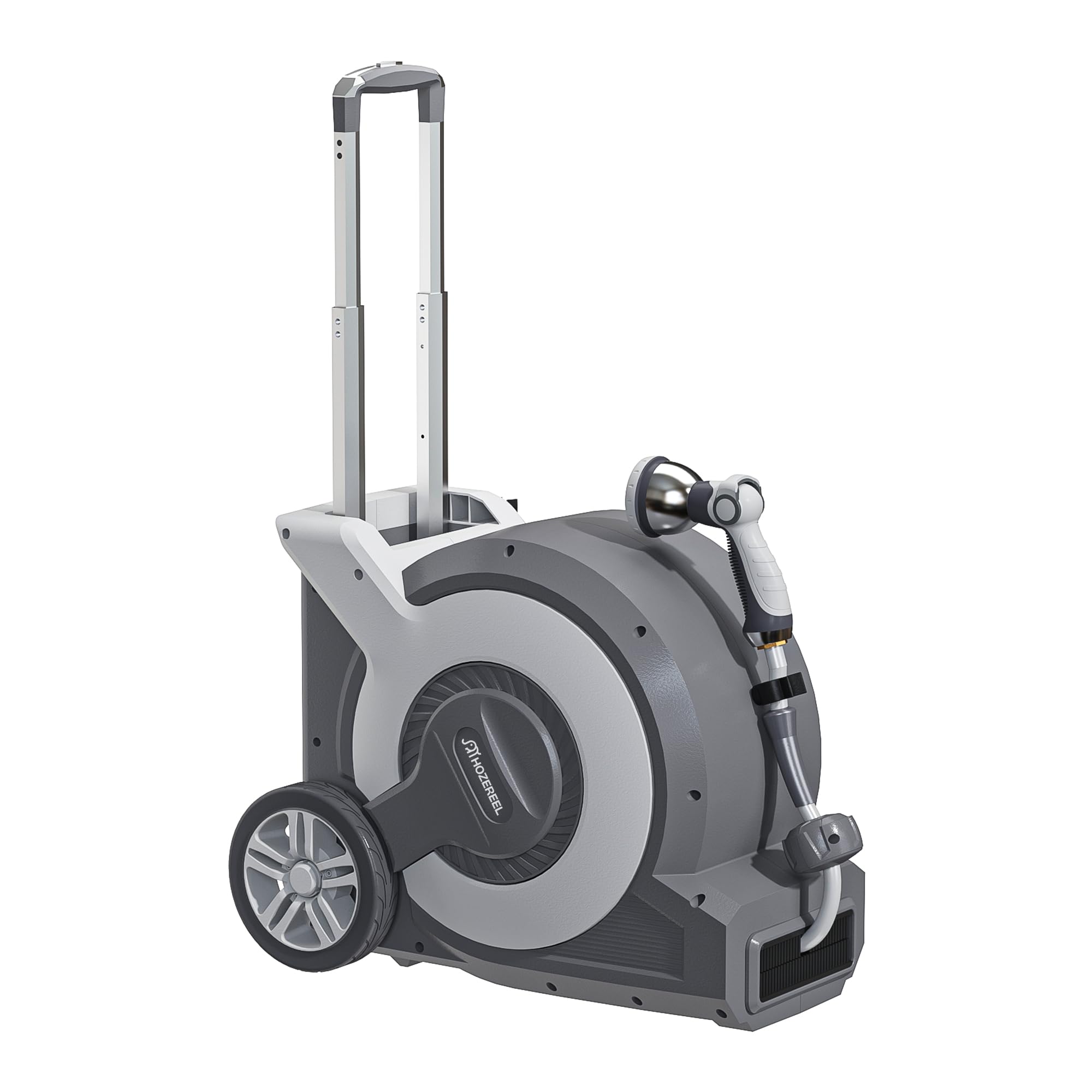 HOZEREEL front view of trolley reel showing compact storage and easy access