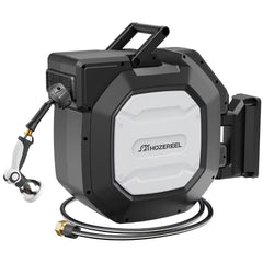 HOZEREEL front view wall mounted showing neat storage and tidy yard benefit