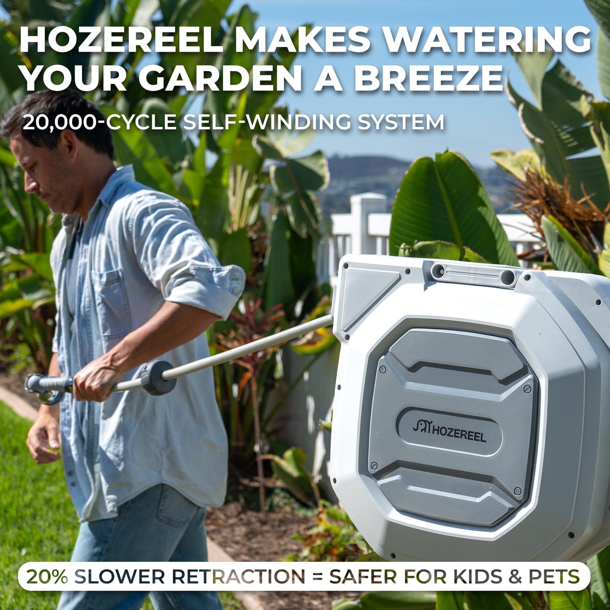 HOZEREEL hose texture showing reinforced fiber braid for kink and leak prevention