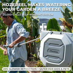 HOZEREEL hose texture showing reinforced fiber braid for kink and leak prevention
