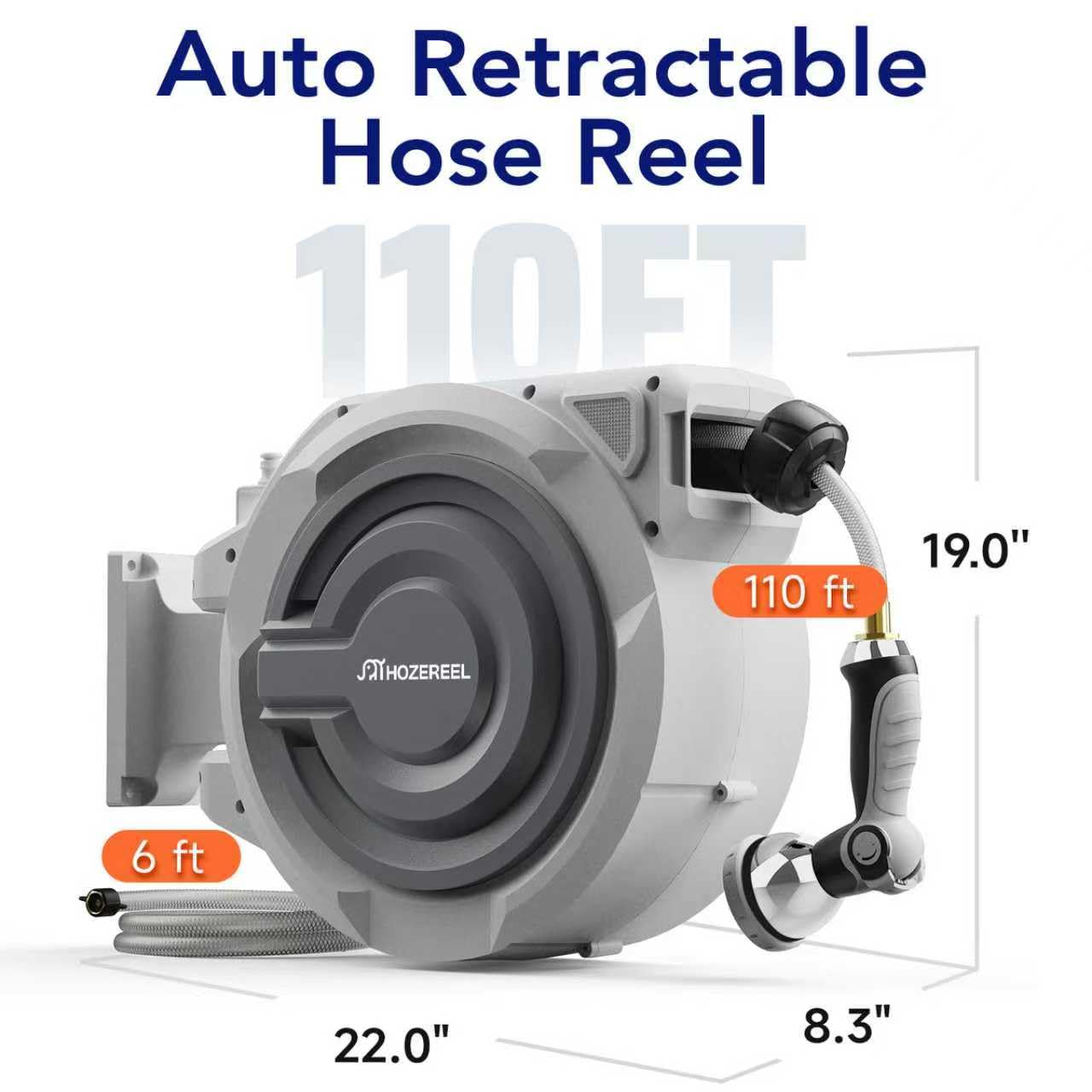 HOZEREEL lifestyle image watering patio plants showing neat storage and easy use