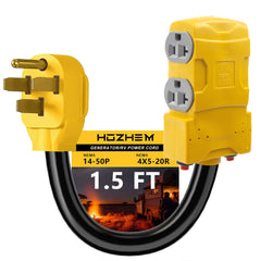 HOZHEM front view showing plug and four household outlets for versatile distribution