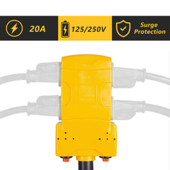 HOZHEM receptacle panel detail with four outlets and visible breaker for safe use