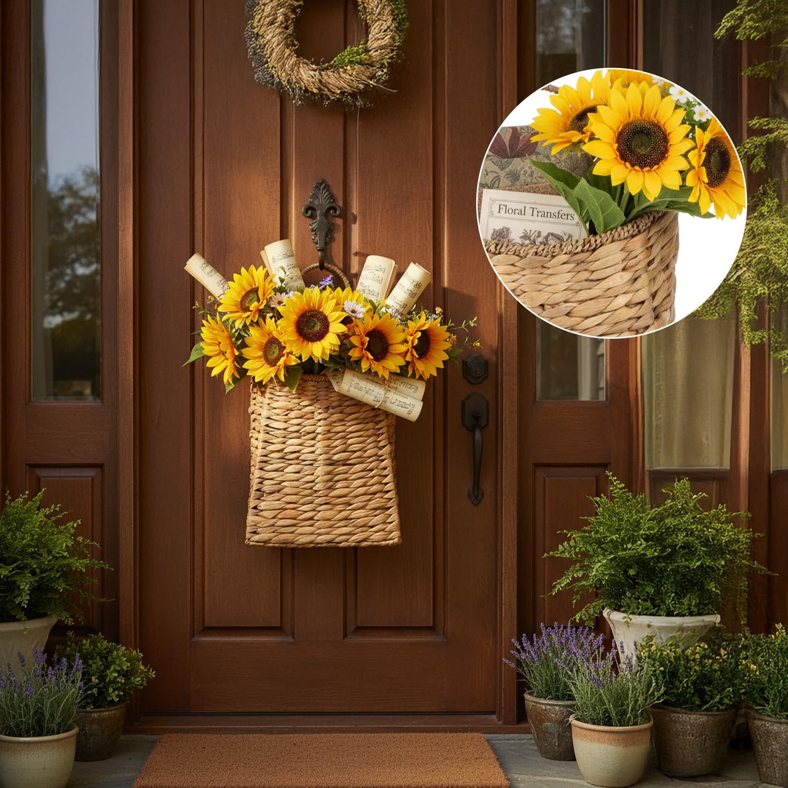 Hpmjz basket styled with flowers for decorative display