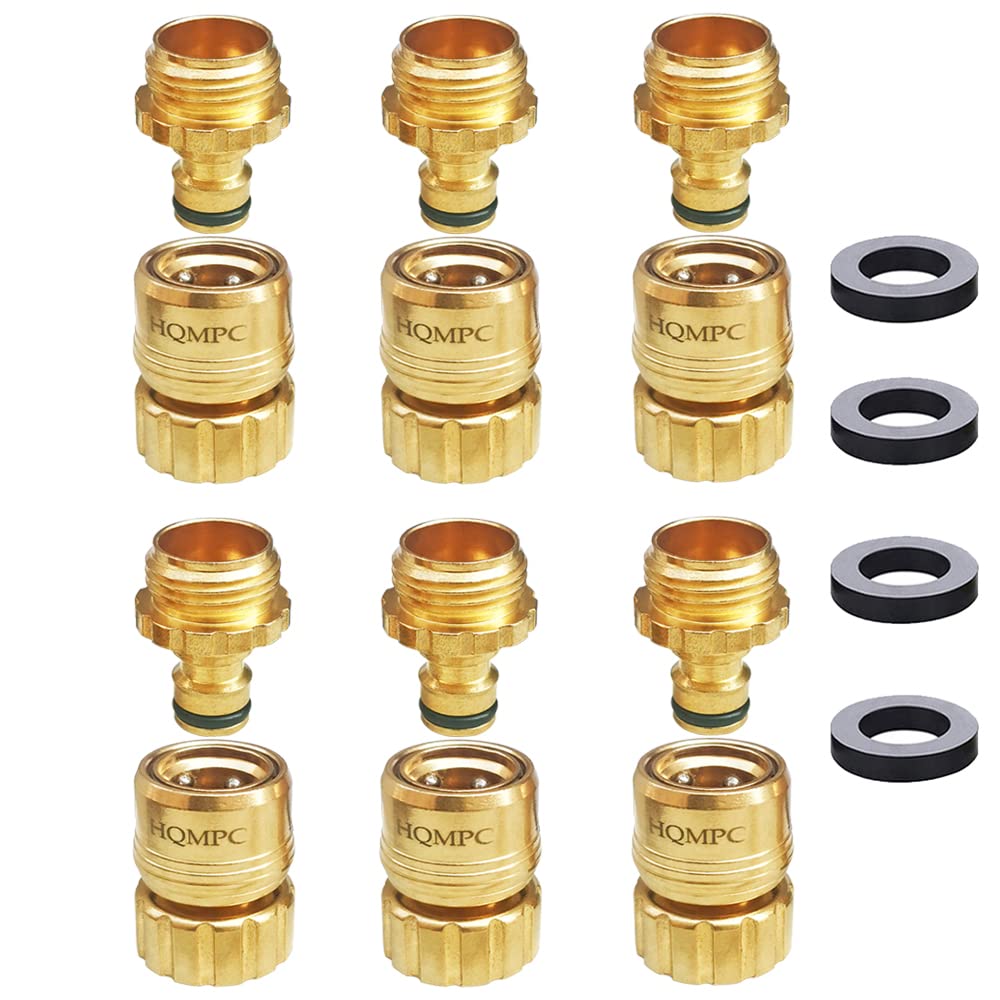 HQMPC front packaging showing six quick-connect brass sets and clear kit benefits
