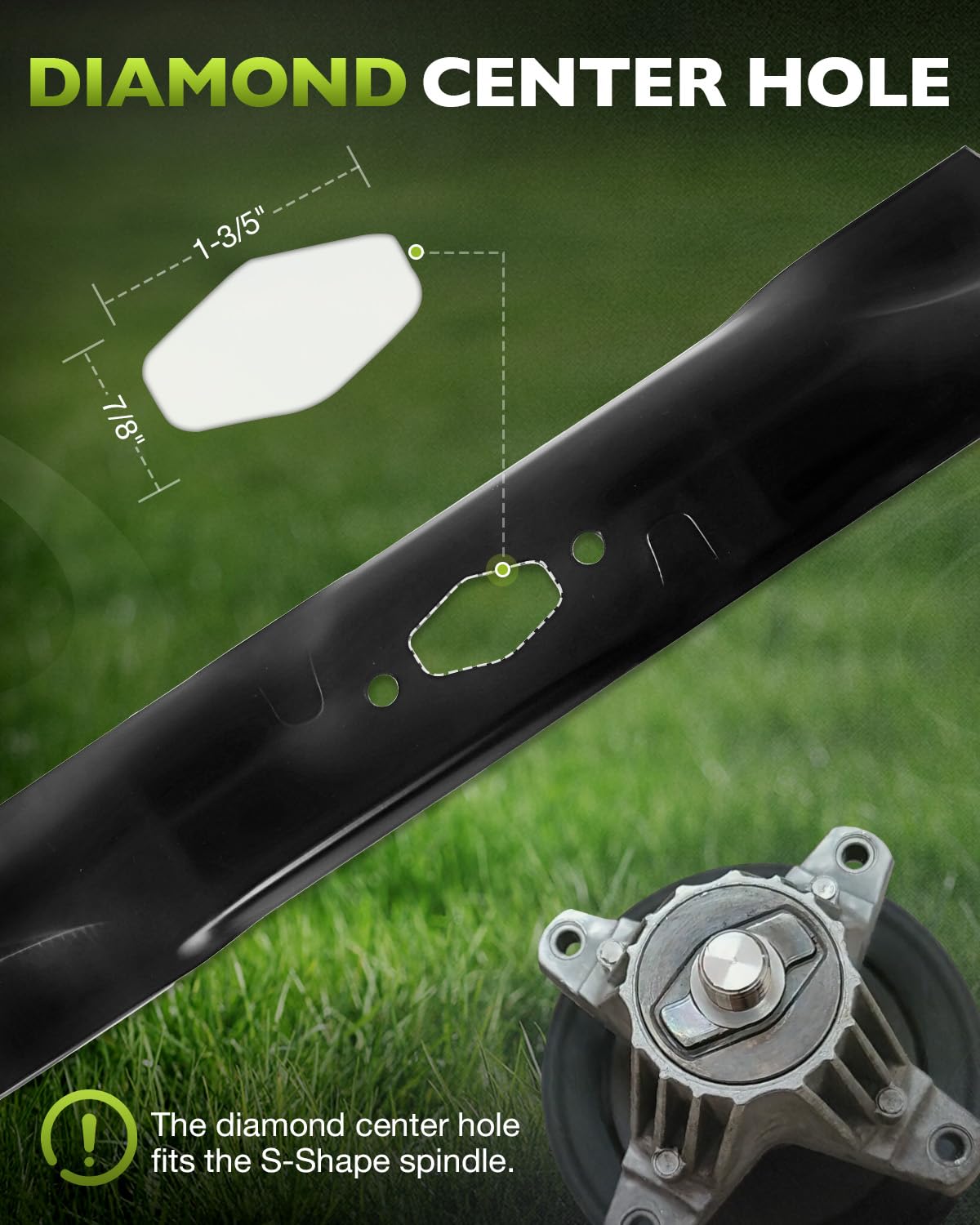 HQPASFY side profile showing mulching curve for improved clipping dispersion benefit