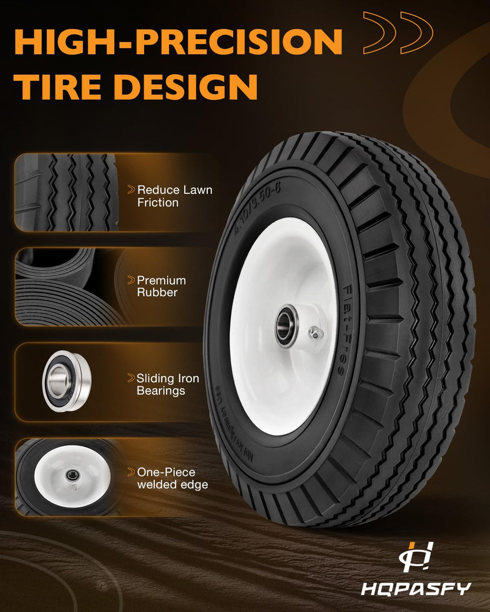 HQPASFY wheel side profile showing tire diameter and hub width for size verification