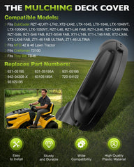HQPASFY mulching cover detail showing fit and airflow improvement for finer clippings