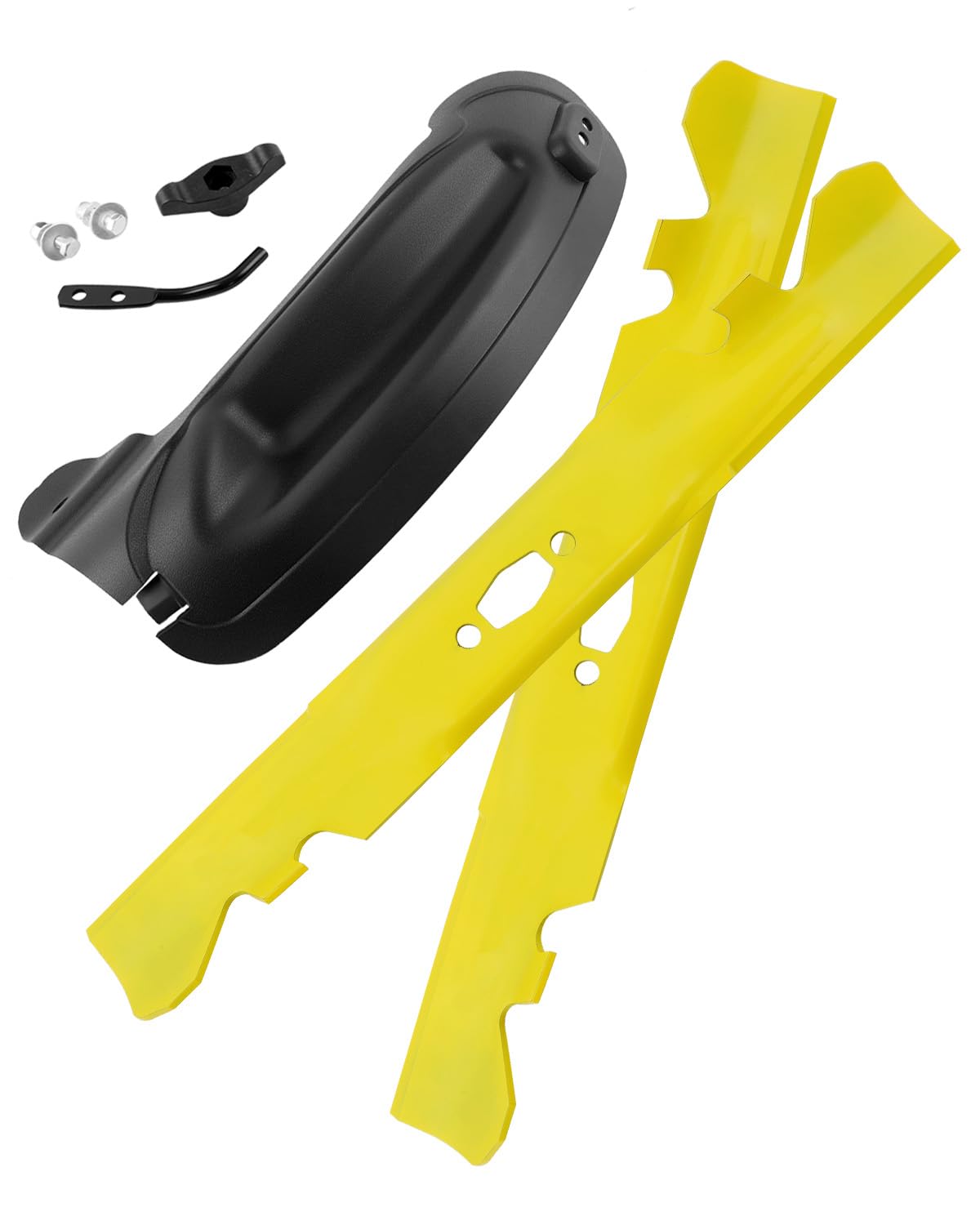 HQPASFY mulching kit front assembly showing full deck and blades for reliable mulching