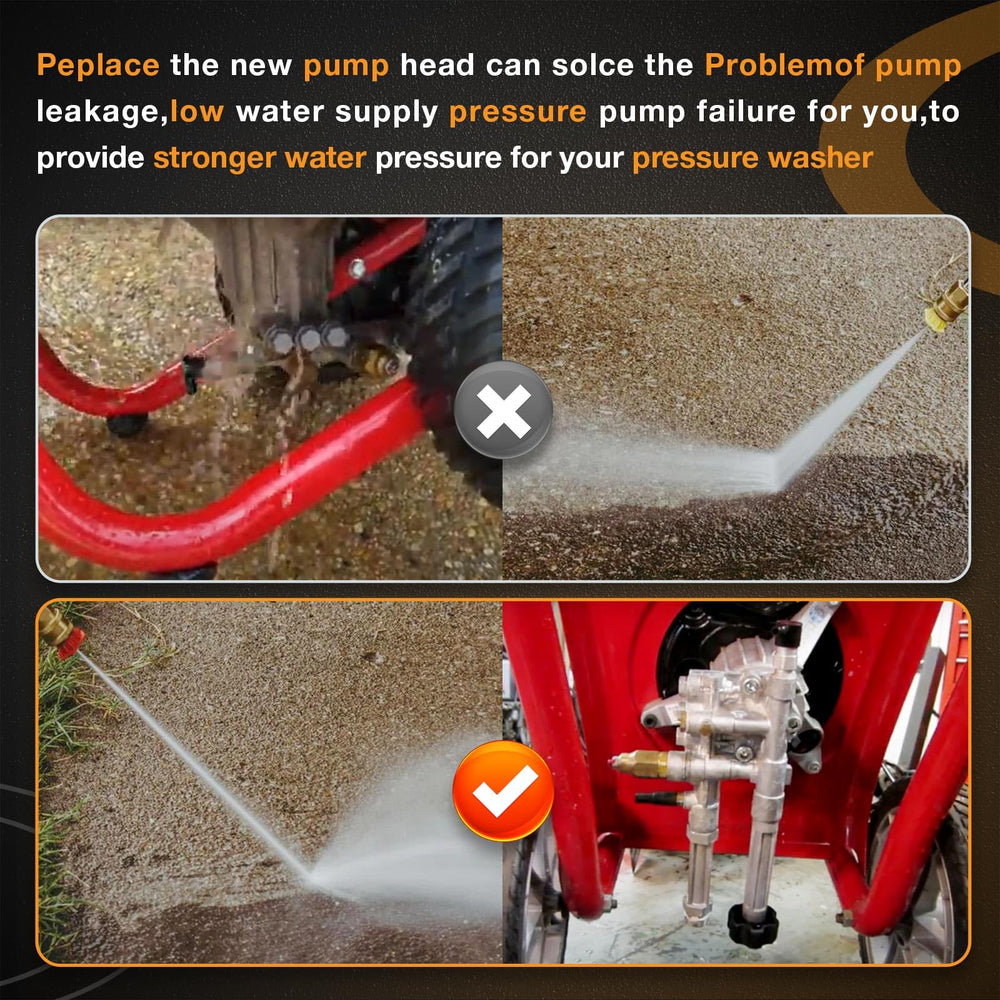 HQPASFY pump head installed on a pressure washer demonstrating easy replacement