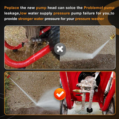 HQPASFY pump head installed on a pressure washer demonstrating easy replacement