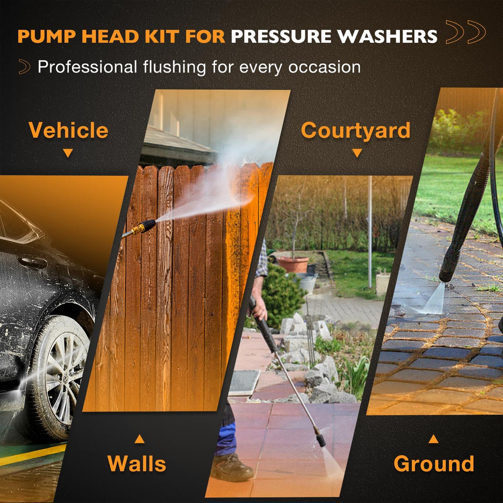 HQPASFY pump head in a pressure washer setup showcasing restored water pressure performance
